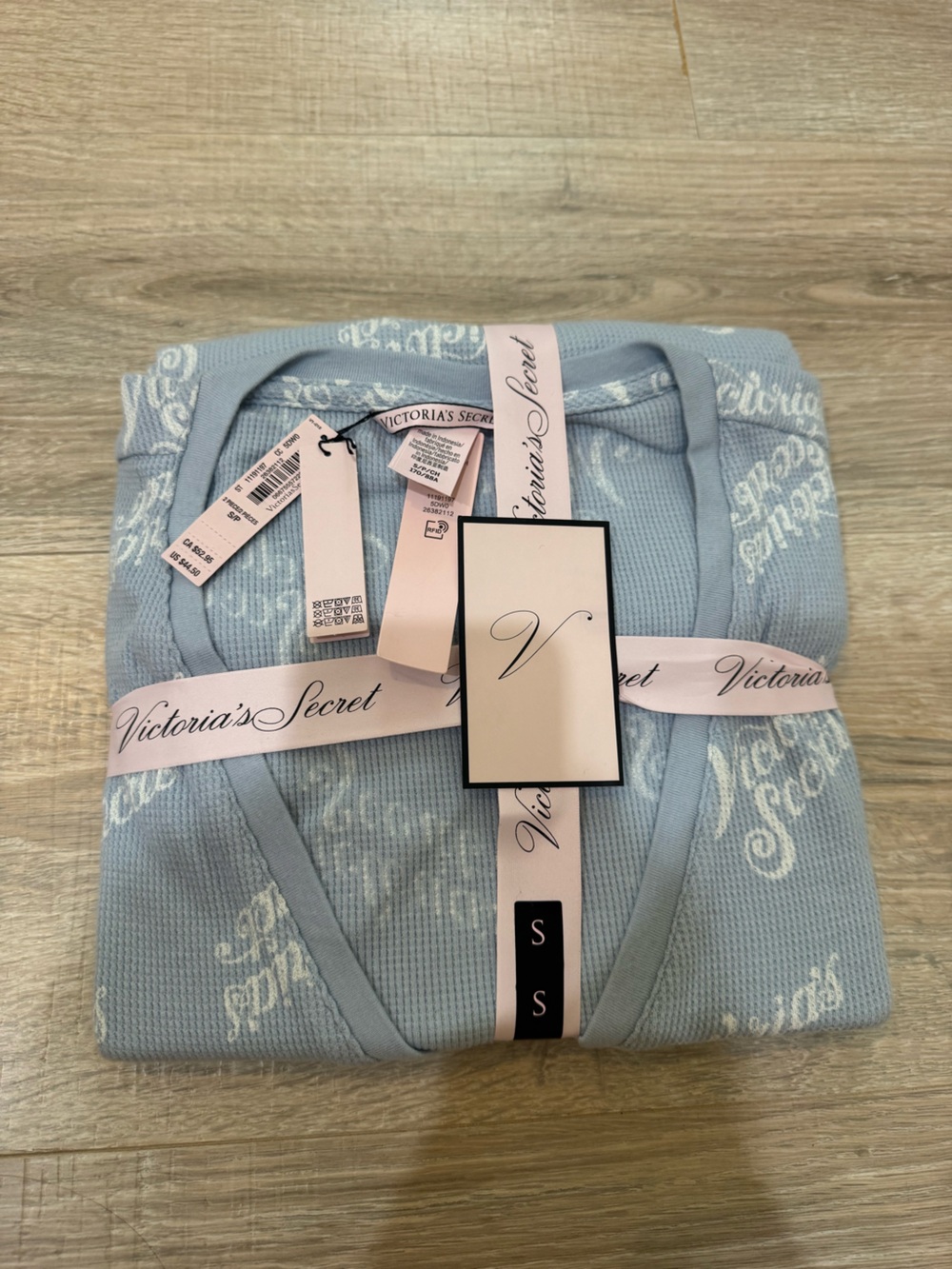 Victoria's Secret Light Blue Logo Knit Pajama Set